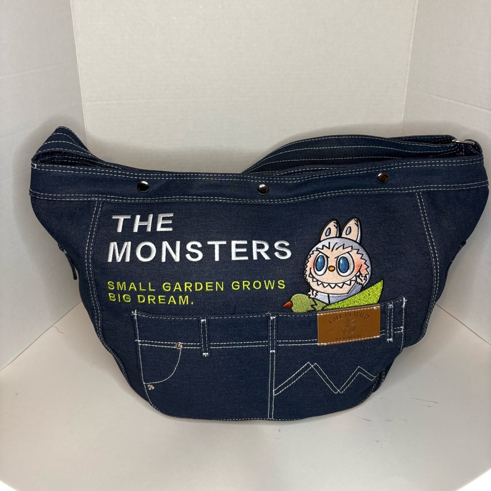 POP MART The Monsters Labubu Denim Messenger Bag
